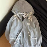 Women's Fashion Lace Bow Zipper Jacket-Outfit