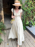 Fongt Special Price Does Not Return] Xiu Xixi Summer New Pure Desire High-Waisted Tie With Short-Sleeved Dress Dress Women 88258