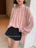 Fongt Xixi 2025 Autumn White Label Thin Temperament Elegant With Chiffon Top Long-Sleeved Shirt 89552