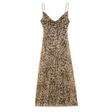 Spring Style Animal Print Silk Mesh Slim Sling Dress 5039474-Outfit