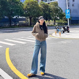 Fongt Plus Plus Thickened Narrow Version Of Straight Jeans Women 2025 Autumn And Winter High Waist Thin Loose Long Pants
