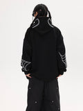 Embroidery Punk Spider Zip Up Hoodie-Outfit