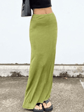 Stretchy Y2K Maxi Skirt-Outfit