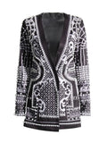French Sexy Style Small Suit 2025 Summer Fashion Style Long-Sleeved Print Nails High-Sensing Retro Blazer