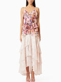 Fongt Temperament Dress Women 2025 Summer New Elegant Wind And Wood Ear Print Design Long Sling