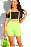 Fashion Womens Spandex Bib Shorts 2023 Summer Casual Solid Color High Waist Rompers