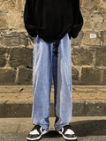 Men's Washed Vintage Star Straight Leg Jeans-Outfit