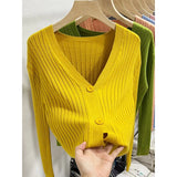 Fongt Knitted V-Necked Cardigan Trend New Thin Shirt Sweater Coat Short Top