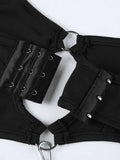 O Ring Cutout Black Cami Bodysuit-Outfit