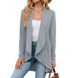 New Solid Color Long-Sleeved Cardigan Loose Jacket Knit Coat Female-Outfit