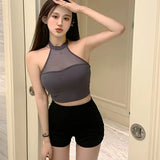 Yarn Sexy Sling Women's New Summer New Night Shop Bundy Wind Half-High Neck Hanging Waistcoat Sleeveless