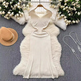 Fongt New Knitted Dress Women's French Retro High-End Slim Slimy Temperament Of The Body Fishtail Dress