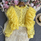 Lace Lace Long-Sleeved Shirt-Outfit