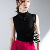 Basic Tank Girls Elastic Slim Sheath Camisole Top Female Solid Simple Sleeveless Tees Tshirts-Outfit