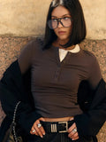 Buttoned Long Sleeve Solid Top-Outfit