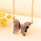 Crystal glass butterfly necklace-Outfit