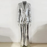 Fongt Spring And Summer New Star Fashion A Buckle Mesh Lintel Suit Trousers Set Two Sets