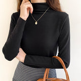 Velvet Half-High-Necked White Bottomed Blouse In Autumn And Winter With A Standing Collar To Show A Thin And Thickened Frosted
