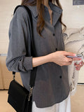Long Sleeve Women's Blouse Large Size Polo Collar Tops Korean Shirt Solid Color Summer New Fashion Casual