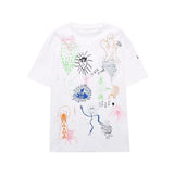Fongt 2023 New Women's Round Collar Short Sleeve Contrast Color Print T-Shirt 5644156 910-Outfit