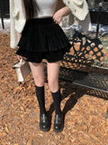 Velvet Layered Mini Skirts-Outfit