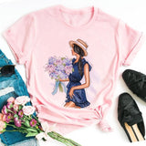 Women Sunflower Girl Printed T