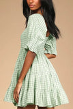Gingham Babydoll Dress 703-0-Outfit