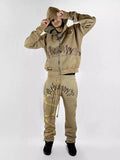 Gothic Printed Hoodie Personality High-End Tide Brand Loose Men's And Women's Sweater Suit-Outfit