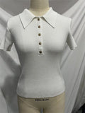 Fongt Collar Top Sleeve Summer 2025 New Tight Slime Thread Thread Top