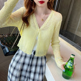 Knitted Cardigan Women's Summer Thin Short Blouse Air-Conditioned Shirt Shawl With Ice Wire Long-Sleeved Sunscreen Jacket-Outfit
