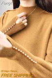 Winter Temperament Elegant Fashion Half Turtleneck Sweater Pullovers for Women 2023 Chic Design Embroidered Flares