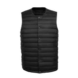New Men's No Collar Light Down Jacket Vest Round Collar Variable V-Neck Vest Male Inner Gallbladder Tide-Outfit