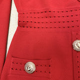 QUALITY Newest 2023 Fall Winter Designer Dress Women's Long Sleeve Notched Collar Knit