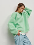 Solid Color Pullovers Women Autumn Winter Y2k Long Sleeve Loose Sweatershirts Harajuku Retro O-Neck Fleece Hoodies