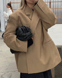 Side Slit Blazer 2024 Fashion Female Loose Pocket Commuter Jacket-Outfit