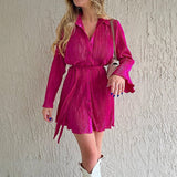 Fongt Dress 2025 Women's New Dress Flower Print Skirt With Long-Sleeved Dress