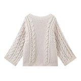 Fongt And Winter Women's Fashion Temperament Round Horn Sleeve Knitted Sweater Loose Knitted Top