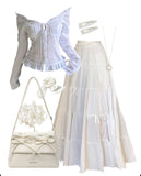 OOTD: Fairy Long Sleeve Blouse + Umbrella Skirt + Bow Shoulder Bag-Outfit