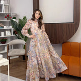 Fongt Retro Print Heavy Lifting Nail Bead Dress Set Two-Piece Top Plus Long Dress