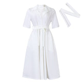 Fongt Women's Dress 2025 Summer Short-Sleeved Suit Tie With Solid Color Large African Dress