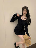 Red Anchor Cross Sexy Dress Spring And Summer New Women's Bag Hip Dress Tight Small Figure Short