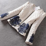 QUALITY New 2020 Fashion Winter Coat Women's Long Sleeve Stunning Embroidery Zipper Down Jacket Parka Size