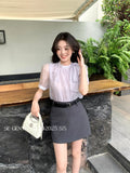 Fongt Xixi 2025 Summer New Korean Version Of The Temperament Flower Chiffon Short-Sleeved Shirt Women Top Women 89362