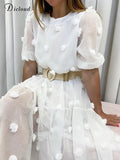Boho White Long Dress Women Summer Elegant Wedding Party Beach Midi Robe Fairy Maternity Dress Female Clothing