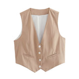 Fongt Color Y2K2025 Summer Leisure Repair Vest Sleeveless Vest Short Blouse Women A19531