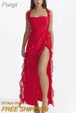 Chiffon Maxi Dresses for Women 2023 Backlesss Split Sexy Porm Dress Red Long Summer Wedding Party Dress Elegant
