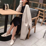 Autumn And Winter New Women's Sweater Long Coat Temperament Pure Color Outside The Shawl Sweater-Outfit