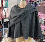 Fongt New Women's Dress With Asymmetrical Scarf Short Knitted Coat