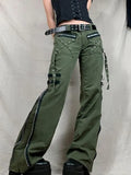 Metal Decor Zipper Cargo Jeans-Outfit