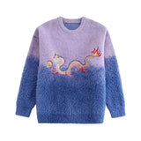 New Spring Design Texture Splicing Embroidery Loose Sweater 2893405-Outfit